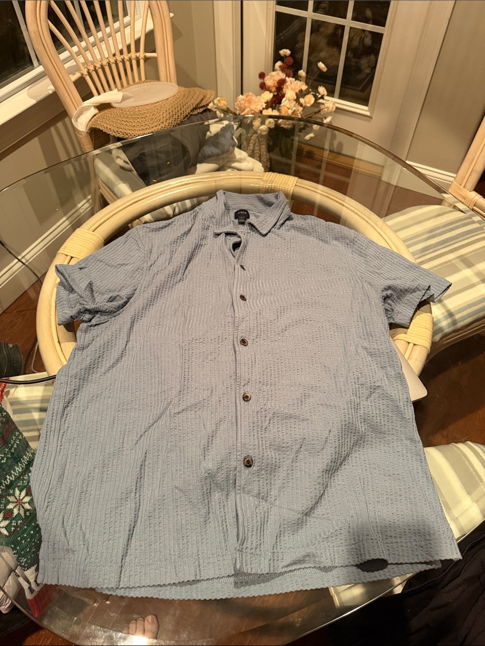 J Crew Light Blue Men's Short-Sleeve Button-Up Shirt